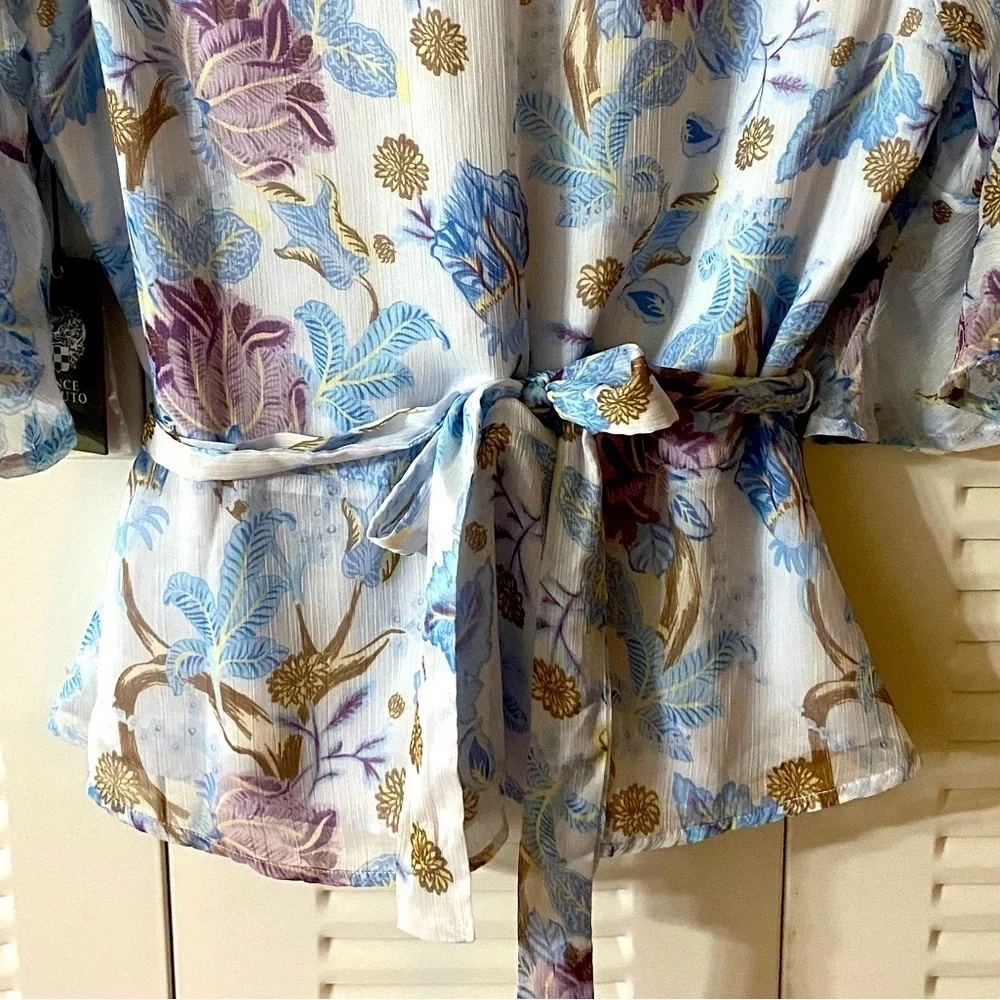 Vince Camuto Wrap Top, Floral, Sz M, Lined, Semi sheer, NWT, Patel, 9139024 - Picture 12 of 16